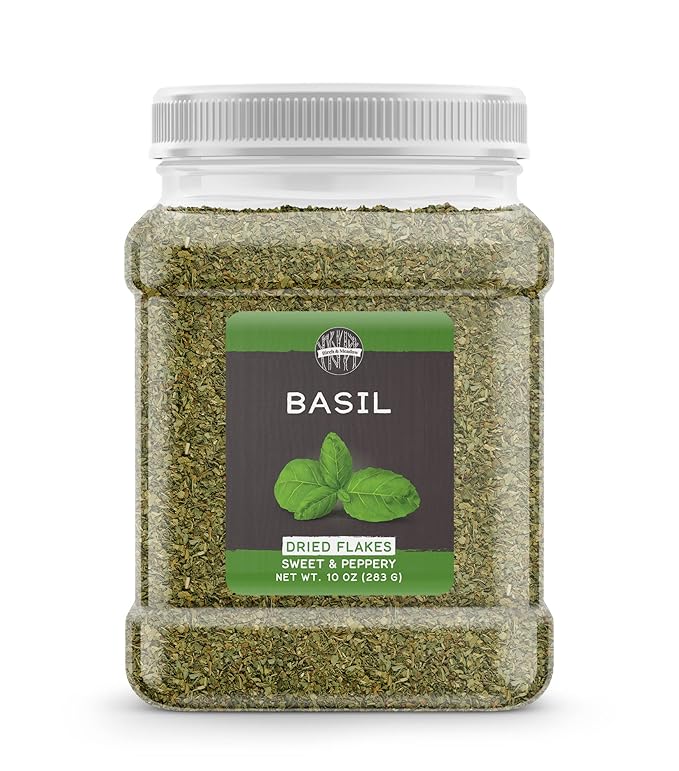 Birch & Meadow 10 oz of Basil Leaves, Cut & Sifted, Sweet Peppery Flavor