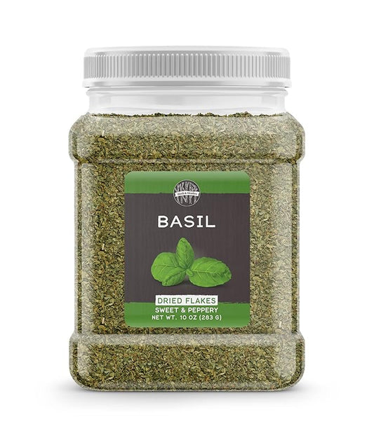 Birch & Meadow 10 oz of Basil Leaves, Cut & Sifted, Sweet Peppery Flavor