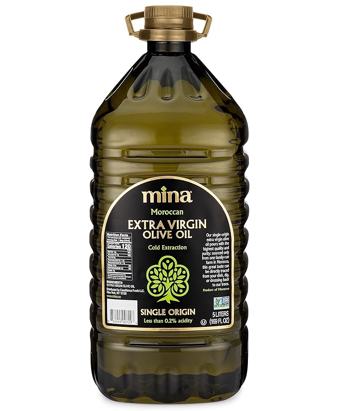 Mina Olive Oil Extra Virgin 169 Fl Oz, New Harvest, Polyphenol Rich Olive Oil for Cooking, Moroccan