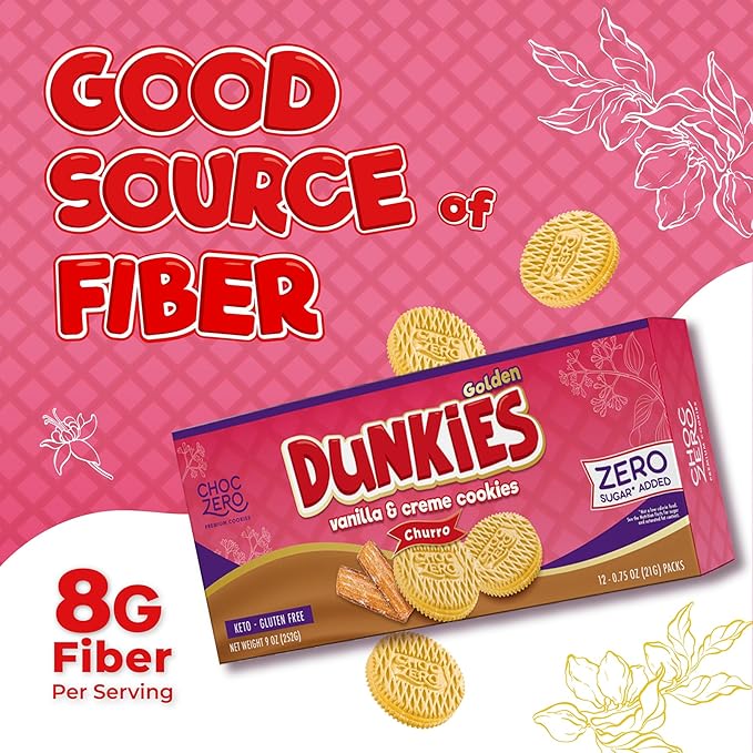 ChocZero Churro Dunkies ??Sugar Free Cinnamon Vanilla Sandwich Cookies, Keto Friendly, Low Net