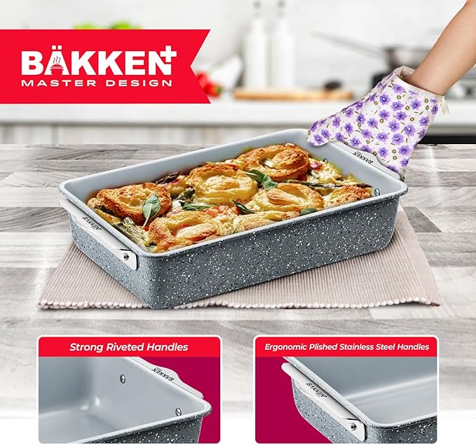 Bakken 8-Piece Stackable Bakeware Set - Ceramic Non-Stick Coating, Baking Sheets, Assorted Baking
