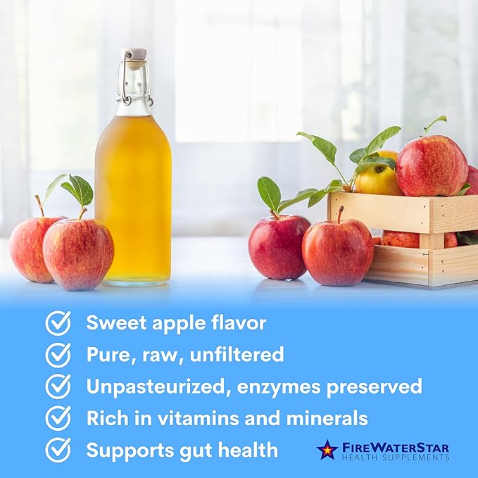 FWS Apple Cider Vinegar - Apple Flavored ACV Supplement Drops - Organic, Non-GMO, Vegan, Keto