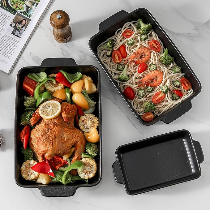 KOOV Bakeware Set, Ceramic Baking Dish, Rectangular Baking Pans Set, Casserole Dish for Cooking
