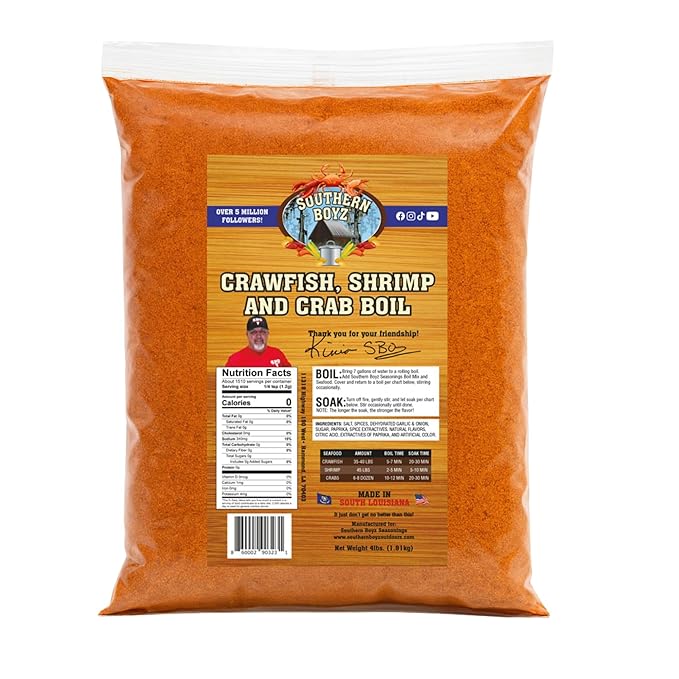 Southern Boyz Seasonings Cajun Seafood Boil, 4 Pound Bulk Sack (No MSG Blend - Seasons 35-40 Pounds