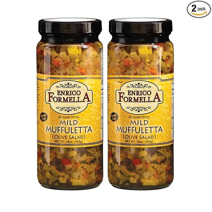 Enrico Formella Mild Muffuletta Salad - Gluten Free Italian Olive Mix - New Orleans Style Sandwich