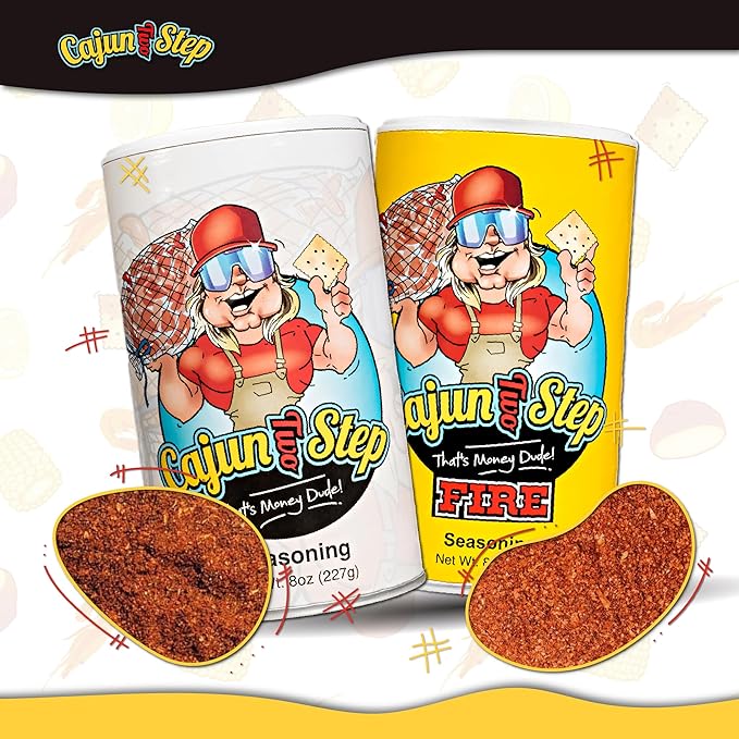 Cajun Two Step - StaleKracker - Variety Bundle - 1 each of Original Seasoning 8oz and Fire