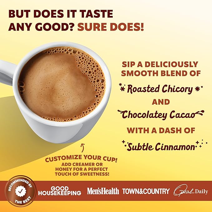 Joe'y Mushroom Coffee Alternative with Cacao and Dandelion Root, Chicory Coffee Substitute with