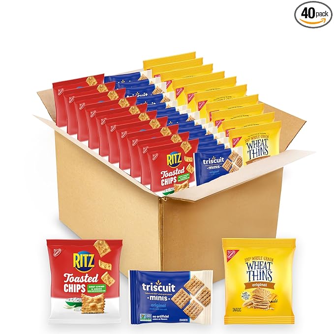 Nabisco Cracker Variety Pack, RITZ Toasted Chips, Wheat Thins Snacks Whole Grain Wheat Crackers and