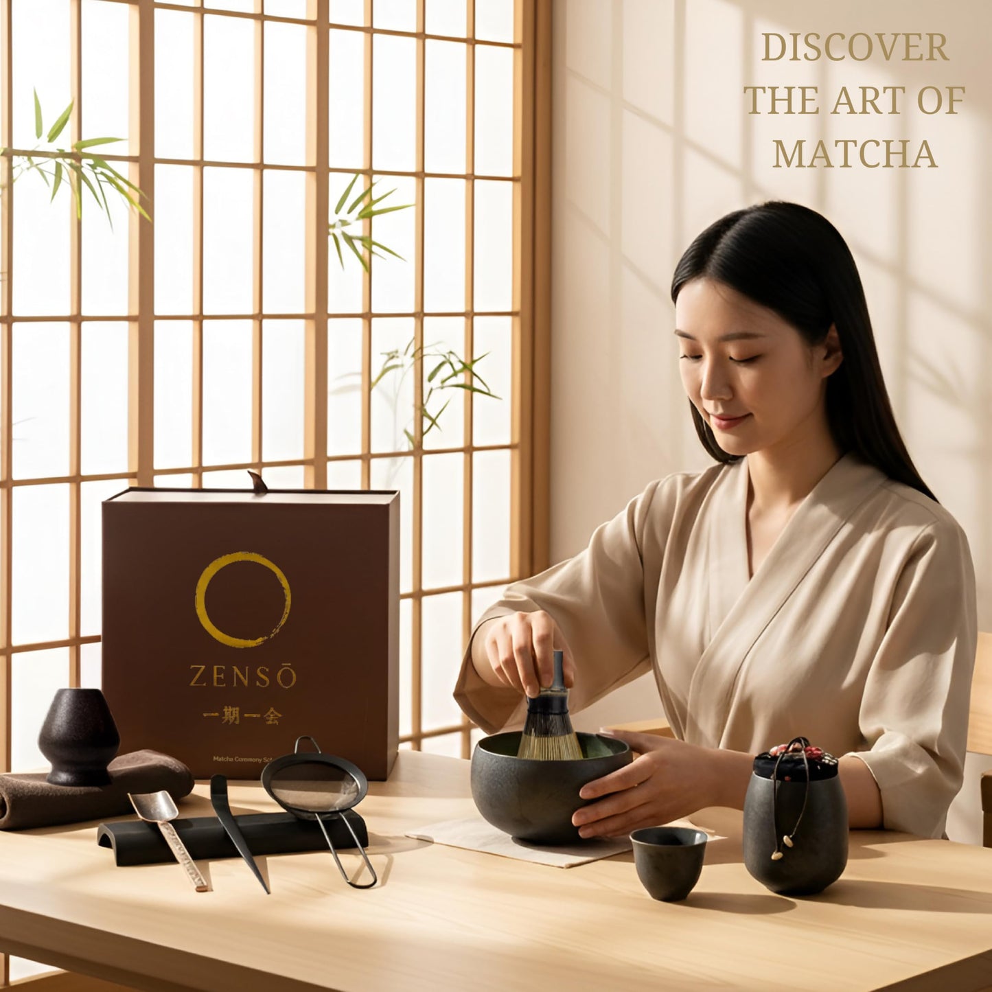 ZENSO Premium Matcha Whisk Set – 10 Piece Japanese Matcha Tea Ceremony Kit | Matcha Bowl, Tea