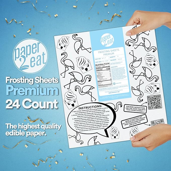 paper2eat Frosting Sheets Premium 8.5“ x 11“ – 24 count – White Edible Icing Sheets