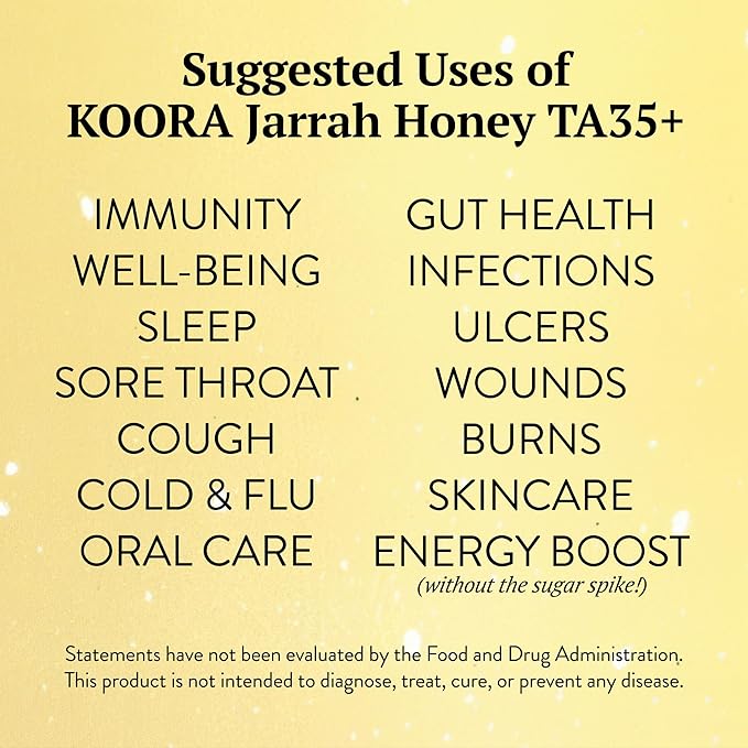 KOORA Jarrah Honey TA 35+ (MGO 2000+ Manuka Honey Rating Equiv.) Low GI, Medical Grade for Daily