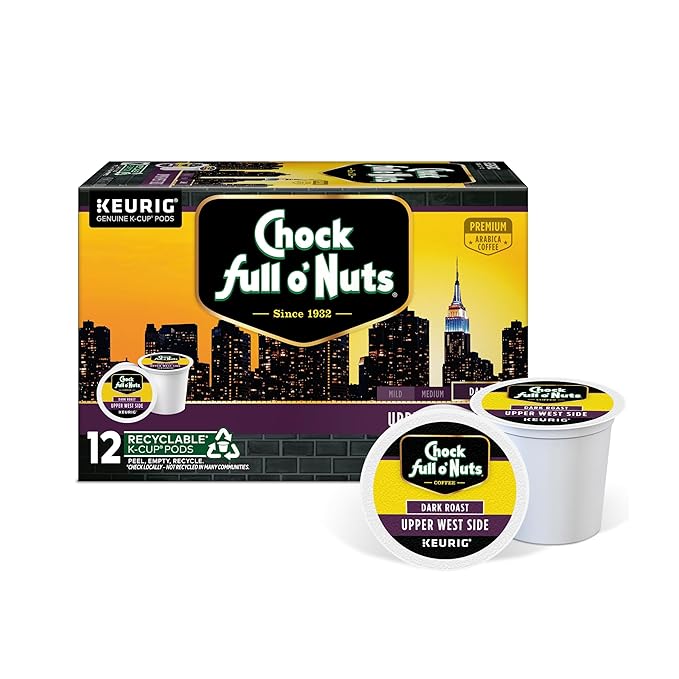 Chock full o’Nuts Upper West Side Keurig K-Cup Pods for Keurig Brewers – Premium Arabica, Dark