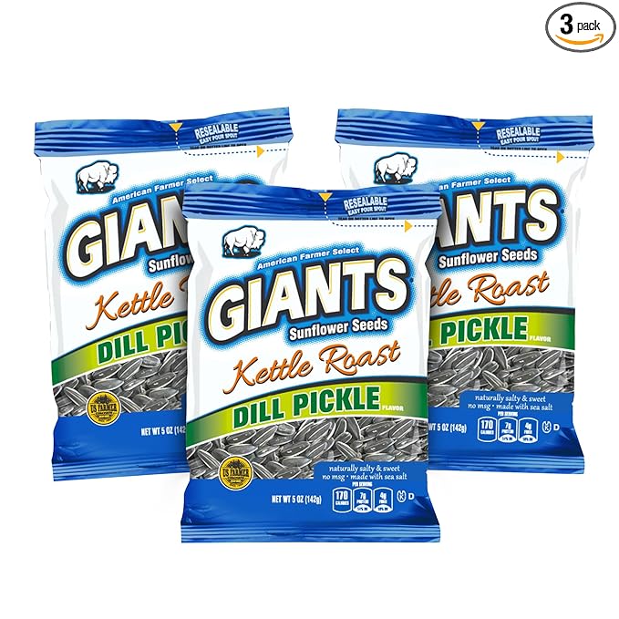 GIANTS Kettle Roast Dill Pickle Sunflower Seeds - Sunflower Seeds Bulk, Big Sunflower Seeds to Eat