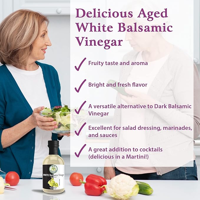 M.G. PAPPAS Aged White Balsamic Vinegar - Barrel Aged Balsamic from Italy - Balsamic White Vinegar