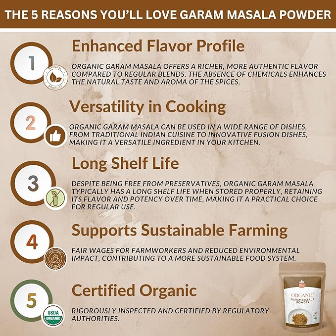 SPICY ORGANIC Garam Masala 16oz - Indian Spice Blend with Cardamom, Cinnamon & Cloves - All