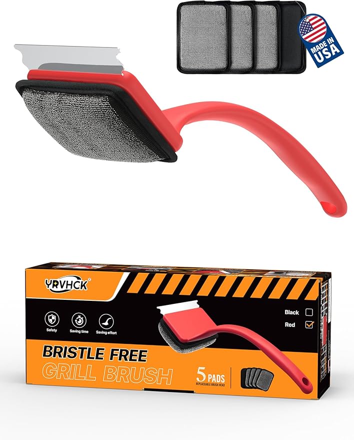 Grill Brush Bristle Free, Grill Cleaner Brush with 5 Replacement Heads, Ultra Safe Grill Brush for