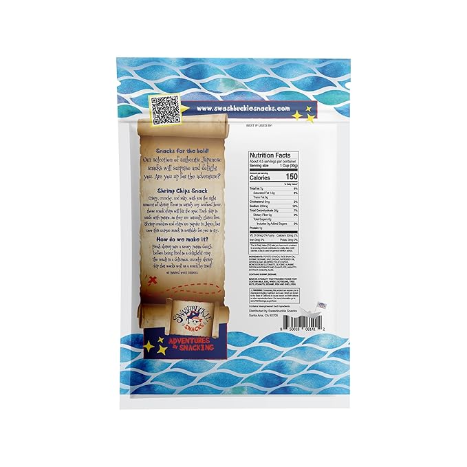 Shrimp Chips Snack, Ebi Senbei 4.59oz (130g), Authentic Japanese Snack by Swashbuckle Snacks, Made