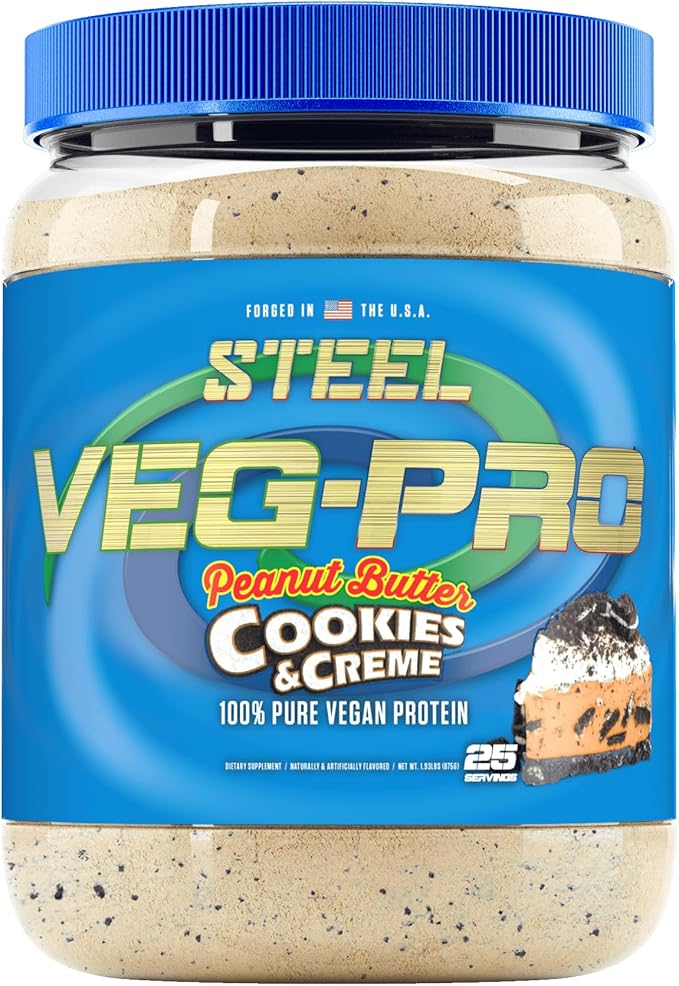 Steel Supplements Veg-PRO | Vegan Protein Powder, Peanut Butter Cookies & Creme | 25 Servings