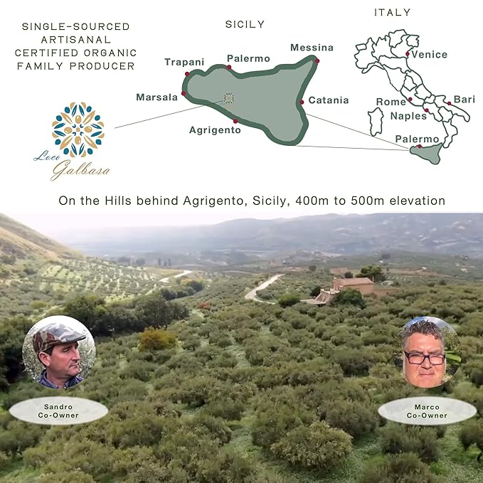 Galbasa - Organic Lemon Oil from Sicily, Italy - First Cold Pressed Extra Virgin Olive Oil and