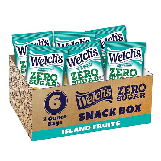 Welch's Zero Sugar Fruity Bites, Island Fruits Snack Box, Gluten Free & Sugar Free Snacks, 3oz