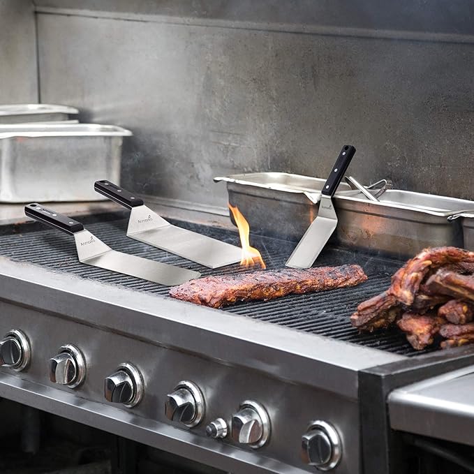 Stainless Steel Spatula Set - Heavy Duty Spatula and Scraper - Great for Cast Iron Griddle BBQ Flat