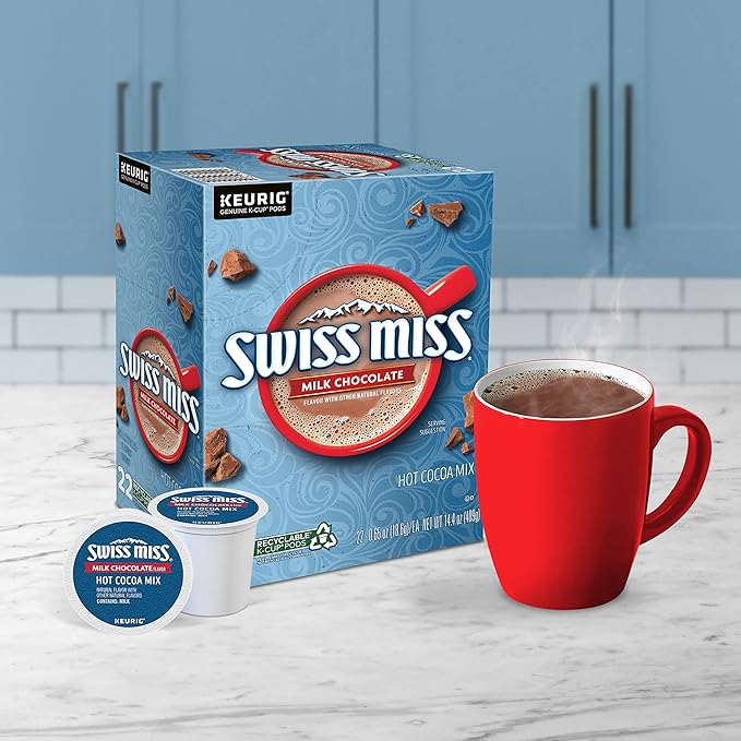 Swiss Miss Milk Chocolate Hot Cocoa Keurig Single-Serve K Cup Pods, 44Count, Milk Chocolate Hot