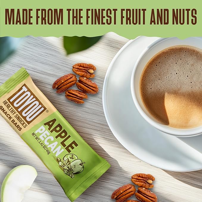 ToYou Chewy Fruit and Nut Bars - Healthy Protein Snacks | Apple Pecan - 1.41 Ounce (Pack of 12) |