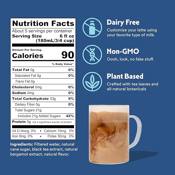 STASH Earl's Delight Earl Grey Tea Latte Concentrate - Barista Style Caffeinated Black Tea Beverage