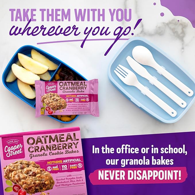 Cooper Street Granola Cookie Bake - Oatmeal Cranberry Chewy Granola Bars | Individually Wrapped