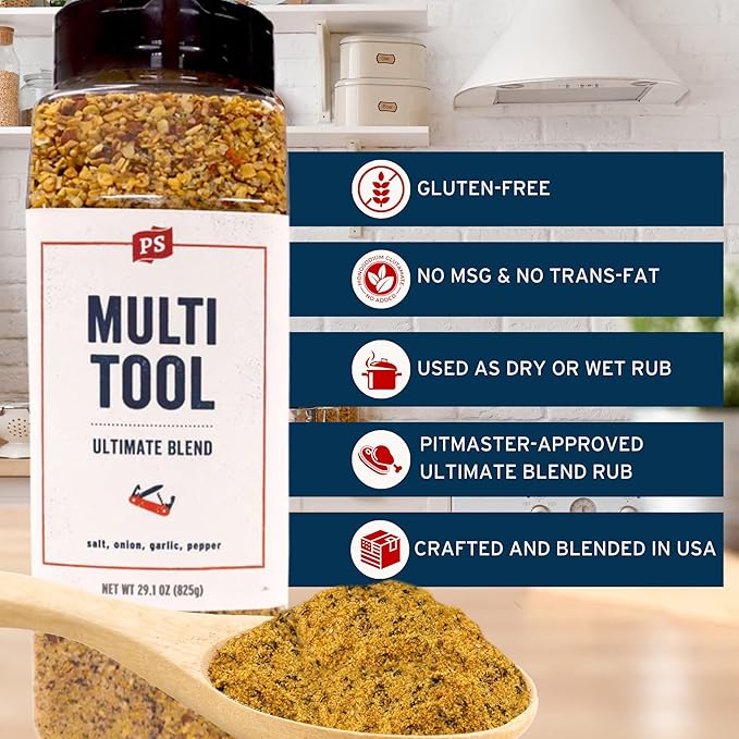 PS Seasoning Multi Tool Ultimate Blend - All Purpose Seasoning 29.1oz - Classic SPG BBQ Seasoning