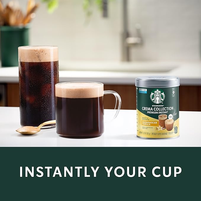 Starbucks Crema Collection Premium Instant Madagascar Vanilla Flavored Instant Coffee, 100% Arabica