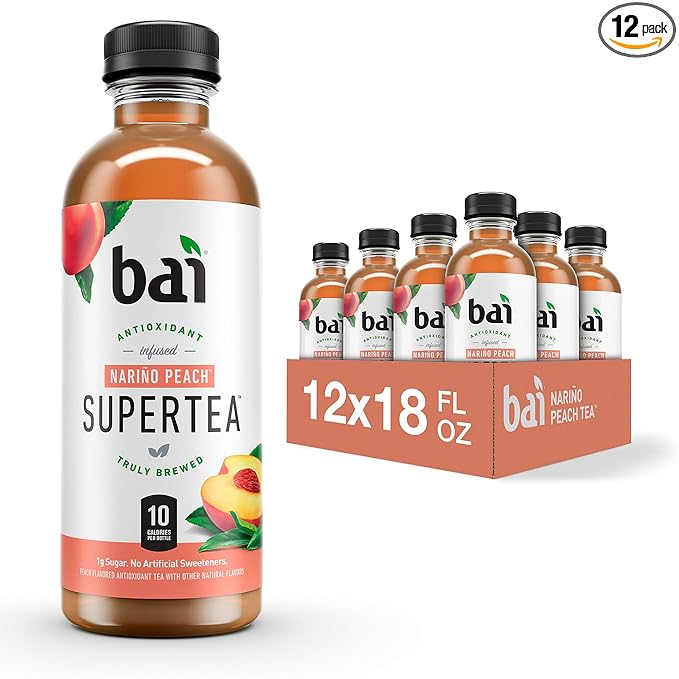 Bai Iced Tea, Narino Peach, Antioxidant Infused Supertea, Crafted with Real Tea (Black Tea, White