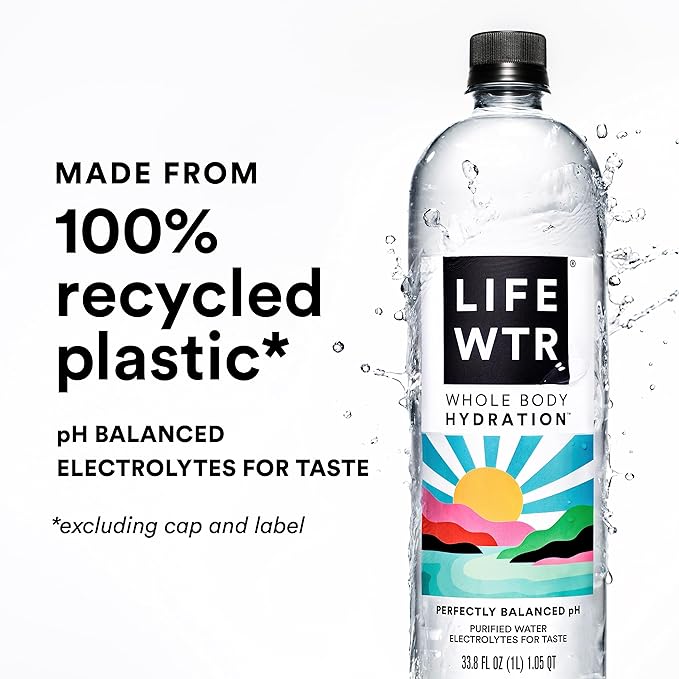 LIFEWTR Premium Purified Water pH Balanced with Electrolytes, 100% recycled plastic bottles, 16.9