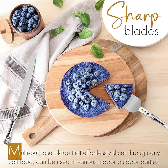 Cake Knife and Server Set, Cake Cutter and Pie Spatula, Cake Server and Knife Set with Acrylic