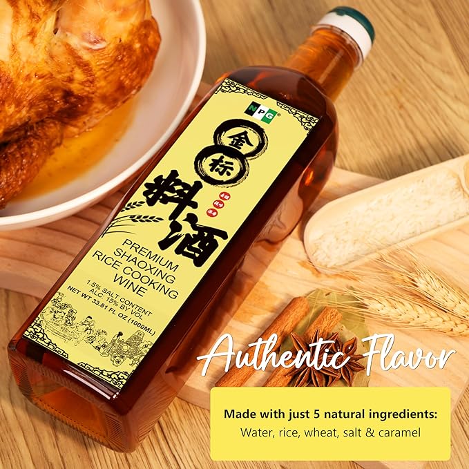 NPG Premium Shaoxing Cooking Wine, 33.81 Fl Oz (Pack of 2), Authentic Shao Hsing Rice Wine for