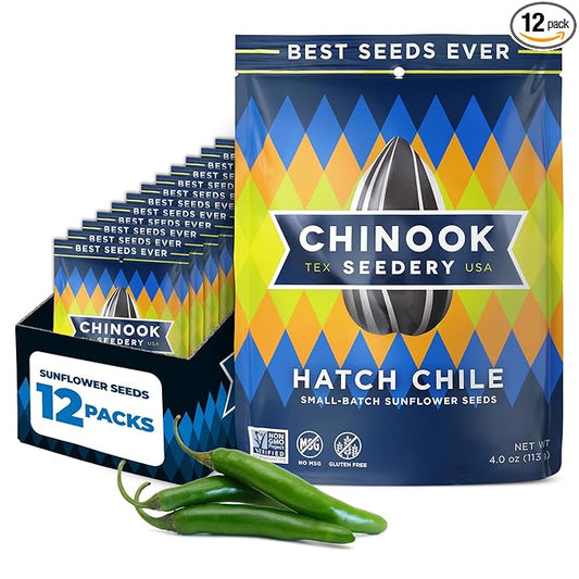 Chinook Seedery Roasted Jumbo Sunflower Seeds - Keto Snacks, Gluten-Free, Non-GMO, Hatch Chile