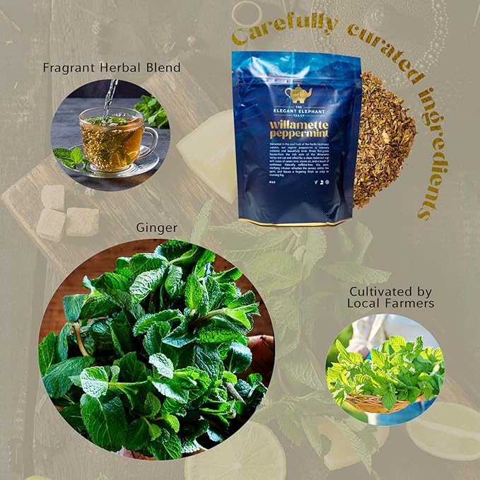 Willamette Peppermint Tea, Organic Loose Leaf Mint Herbal Tea – Soothing, Caffeine-Free