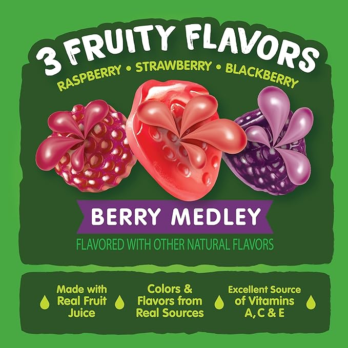 Black Forest Juicy Burst Fruit Snacks, Berry Medley, 0.8 Ounce Pouches (40 Count) (Pack of 2)