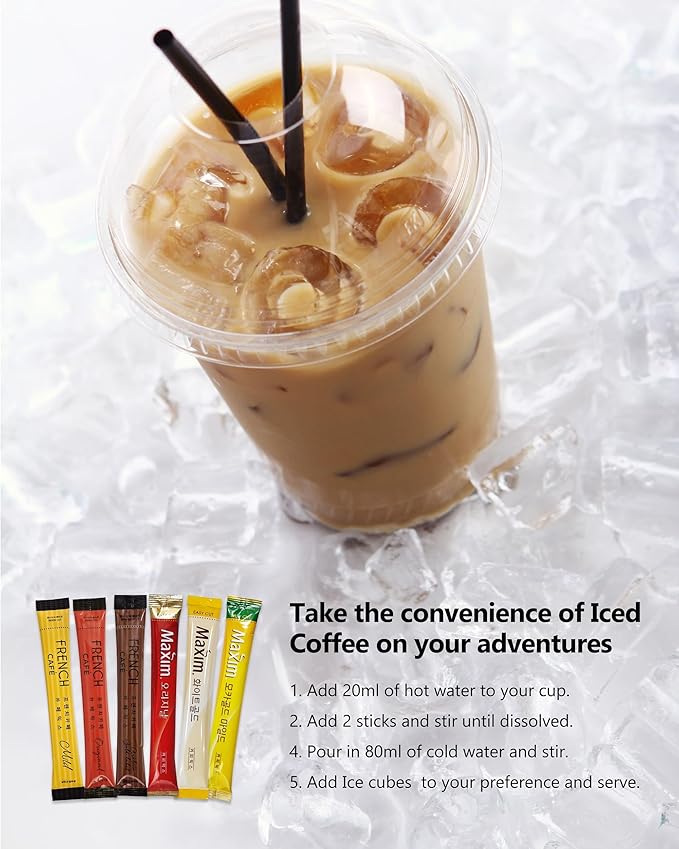 CUTIE MANGO Maxim French Premium Korean Instant Coffee Mix Sampler 6 Flavors Assortment Café Style