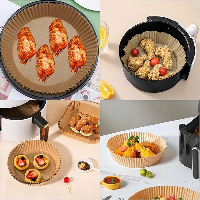 200Pcs Air Fryer Disposable Paper Liner, Round Non-Stick Air Fryer Liners Parchment Paper for
