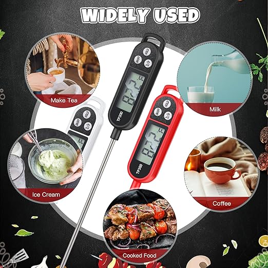 3 Pcs Instant Read Meat Thermometer with Long Probe 9.65 Inch Kitchen Cooking Food Candy Waterproof