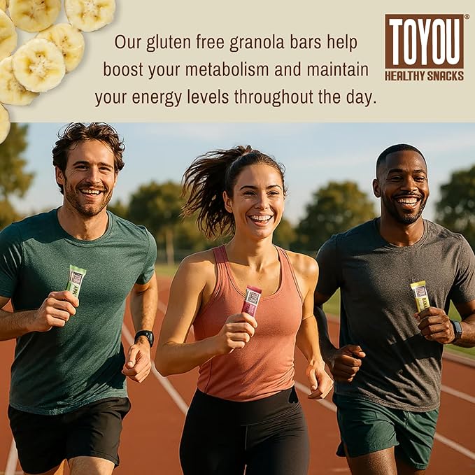 ToYou Chewy Fruit and Nut Bars - Healthy Protein Snacks | Banana Foster - 1.41 Ounce (Pack of 12) |