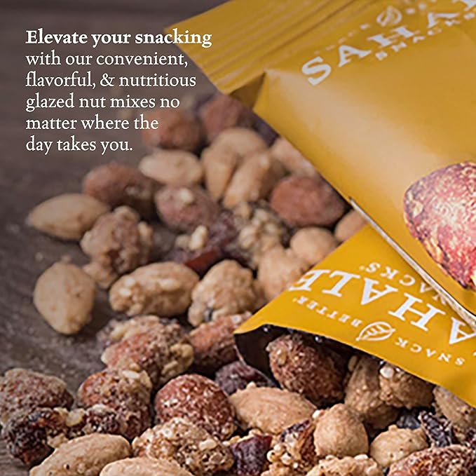 Sahale Snacks Honey Almonds Glazed Mix, 1.5 oz Grab & Go Bags (18 Packs) - Dry-Roasted Deluxe Mixed