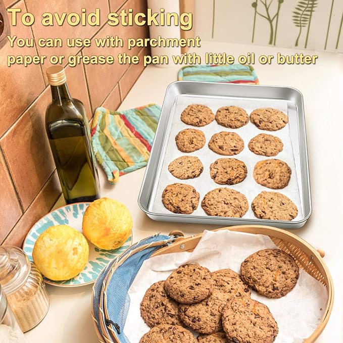 P&P CHEF 16 Inch Baking Cookie Sheet, Oven Pan Tray Stainless Steel Sheet Pan for Kitchen, Oven