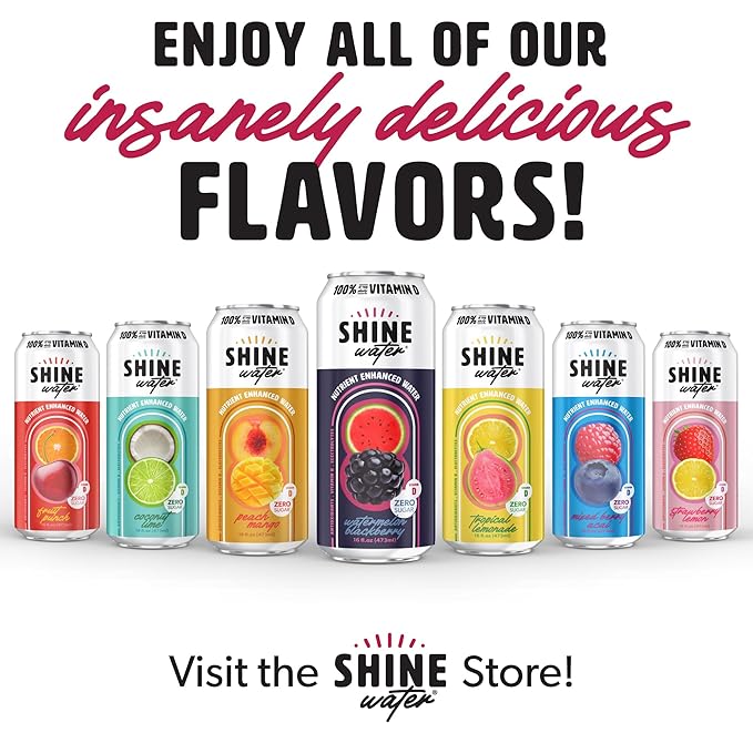 ShineWater Vitamin D Hydration Electrolyte Drink - Flavored Water with Electrolytes, Sugar-Free