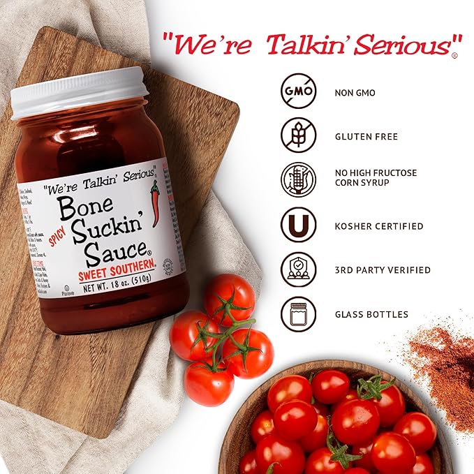 Bone Suckin' Sauce Sweet Southern BBQ Sauce, Gluten-Free, Non-GMO, Kosher, Sweetened with Cane
