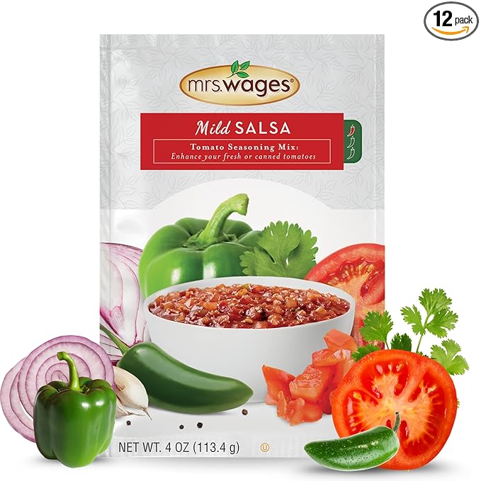 Mrs. Wages Mild Salsa Canning Mix, Easy-To-Use, Simple Homemade Salsa, Mild Spice Flavoring
