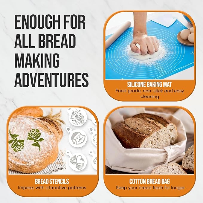 Trailblaze Banneton Bread Proofing Basket Set ??Complete Sourdough Bread Baking Supplies