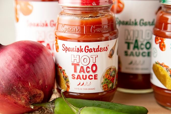 Spanish Gardens Taco Sauce (6 Pack) ??Hot Taco Sauce for Authentic Mexican Food ??Original Family
