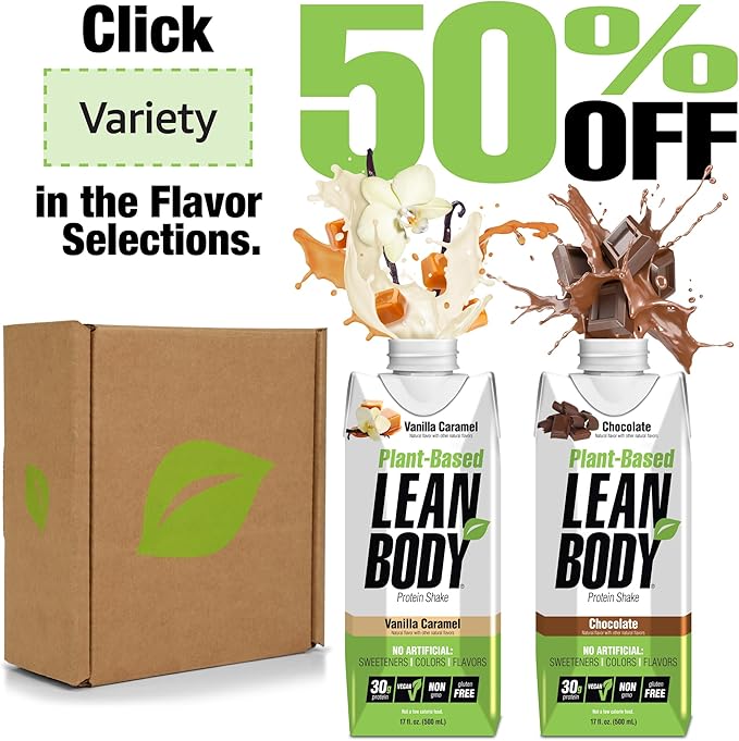 Lean Body Ready-to-Drink, Plant-Based Vegan Taster Pack, 30g Protein, No Artificial Flavors